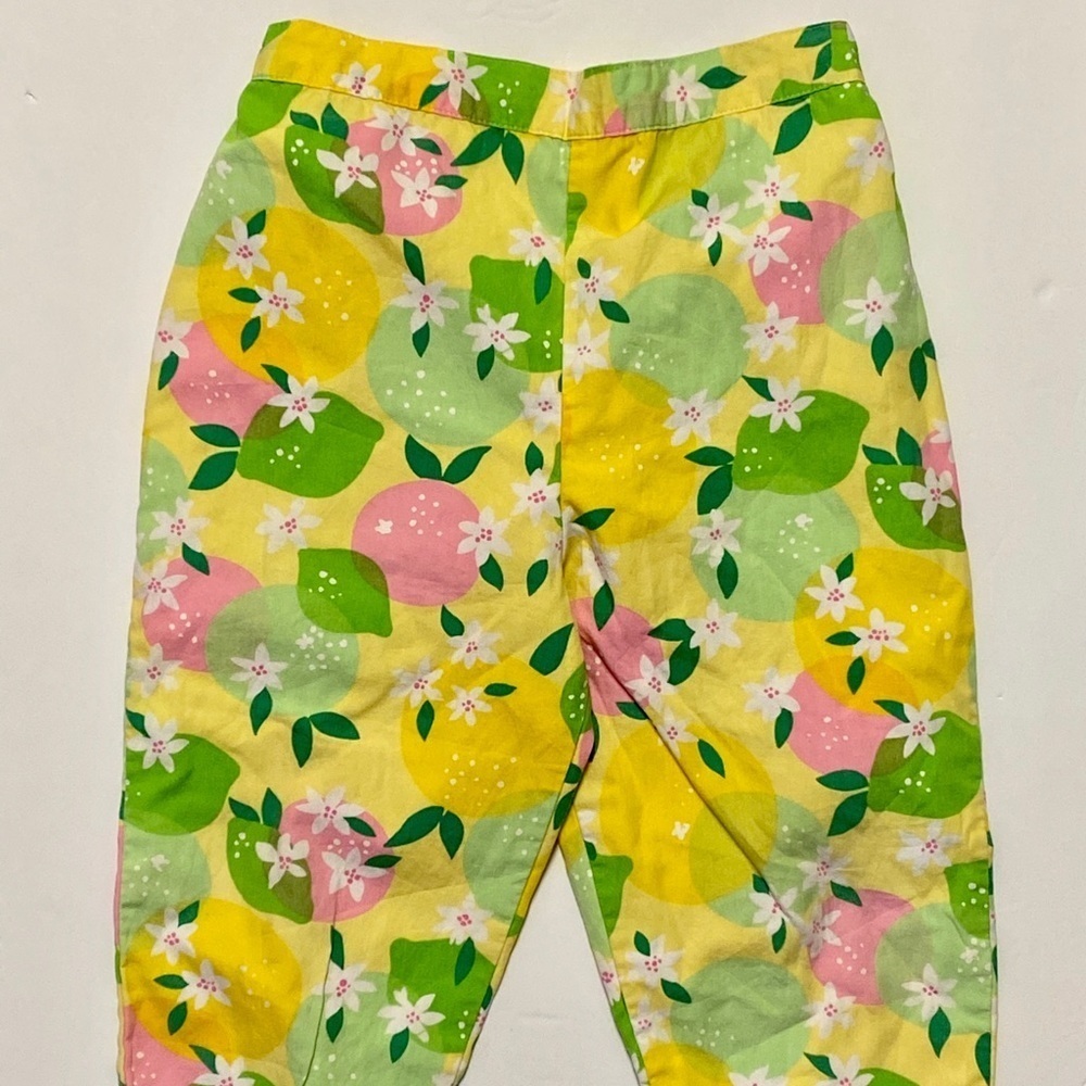 Vintage White Label Lilly Pulitzer Lemon /Lime Print Lined Pants Girl’s Size 5